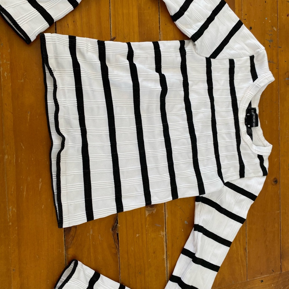 Urban Planet Black and White Striped Long Sleeve Top